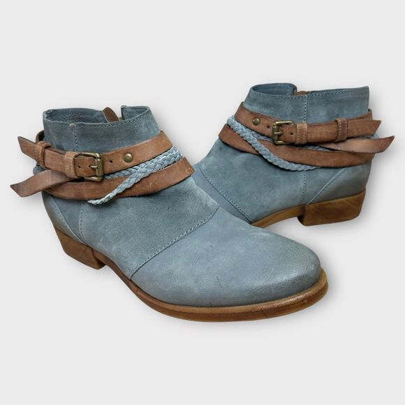 Miz Mooz Danita Boots Women US 8.5/9 EU 39 Blue Leather Boho Festival Coachella - Picture 1 of 10